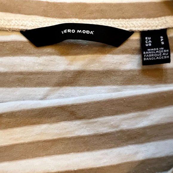 Vero Moda Tan White Striped Sleeveless Mini Dress Women's Size Small S - Picture 2 of 6